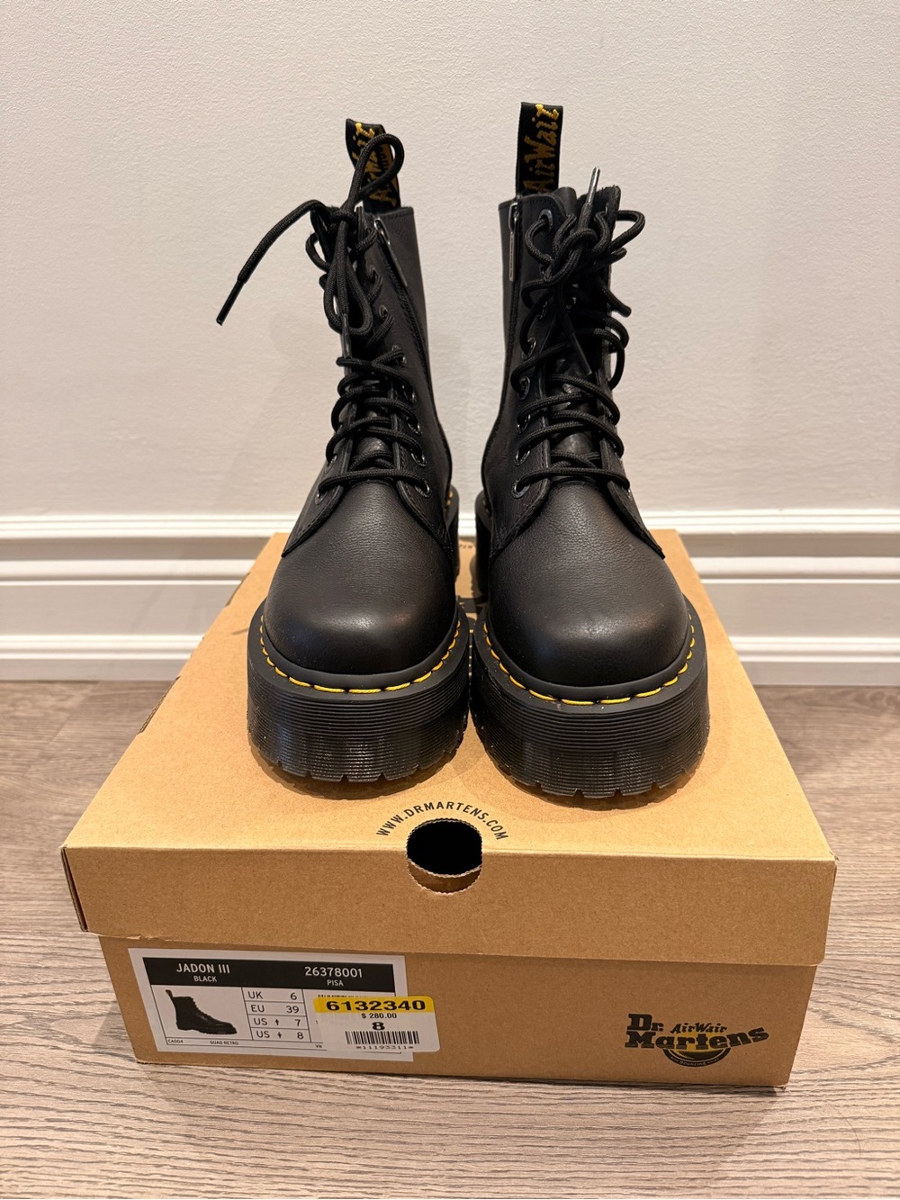 Dr. Martens Black Leather Lace-Up Platform Boots - Brand New Never Been Worn!